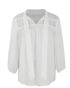 TEELYNN negabaritinių ilgomis rankovėmis moterų palaidinė 2020 balti marškiniai šifono sudurti nėrinių pavasario vasaros palaidinės nėrinių lankas Motinos palaidinė