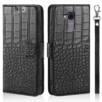 Telefoną Atveju Huawei Honor 5C rusų kalba Nėra pirštų Atspaudų Atveju, Piniginė, Krokodilo odos Tekstūros Oda Knygos Dizainas Telefono Coque 