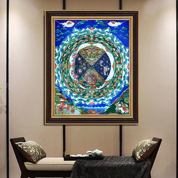 Thangka Tris Pasaulius Indijos, Kinijos Religijos Stiliaus Drobės Spausdinti Tapybos plakatus Sienos Nuotraukas, Prieškambario Namų Dekoro