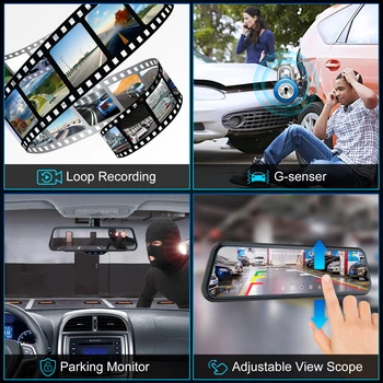 Thieye Brūkšnys Kamera 1080P 10 colių 2.5 K Car DVR Stream Media GPS Brūkšnys Kamera, Naktinio Matymo automobilių Stovėjimo aikštelė Stebėti Vaizdo įrašymo galinio vaizdo
