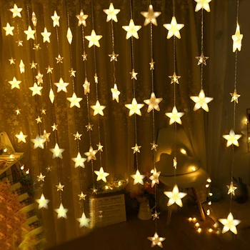 Thrisdar 3.5 M 252Led Visiškai Star Lango Užuolaidėlė LED String Fairy Light 8 Režimas Vestuvių Kalėdų Šmėžavimas Žvaigždės Langą Varveklis Garliava