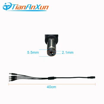TIANANXUN 1 iki 4 DC Power Splitter Cable 1 Moterų ir 4 Vyrų Išėjimo VAIZDO Kamera 5.5 mm / 2.1 mm Stebėjimo Sistemos Priedai