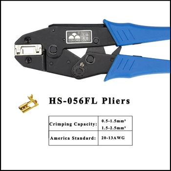 Tiekėjas SPALVŲ HS-056FL vėliavos tipo talpyklų, 4.8,6.3 izoliuoti gnybtai 0.5-2.5mm2 20-13AWG užspaudimo įrankis jungtys prekės