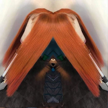 Tiesiai Nėriniai Priekiniai Perukai Moterims, Oranžinė Ruda 13x4 Uždarymo Perukas su Kūdikio Plaukų Brazilijos Tiesiai Žmogaus Plaukų Perukai Vidurinė Dalis