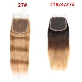 Tiesiai Nėrinių Uždarymo RXY Brazilian Hair Remy Human Hair Uždarymo #1B/#2/#4/#27/99J Uždarymo Prieš Nupeštos Ombre Plaukų Uždaryti