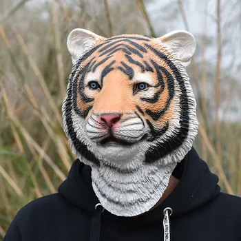 Tiger Mask Tušus De Latekso Realista Maskuotis Kaukės Helovinas Šalis Cosplay Gyvūnų Masque Vaidmenų Priedai Rekvizitai