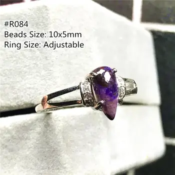 Tikras Natūralus Royal Purple Sugilite Žiedas Papuošalai Moteris Panele Vyras Sidabro Priešvėžinių Akmens Karoliukai, Kristalų Reguliuojamas Žiedo AAAAA
