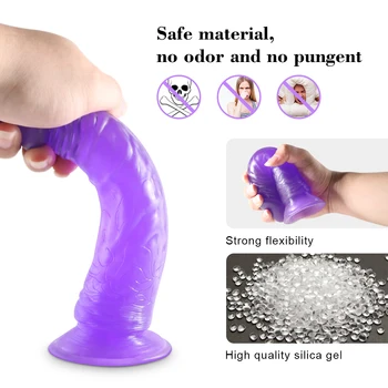 Tikroviškas Dildo Super Stipri Siurbimo Taurės Erotika Želė Dildo Sekso Žaislai Moters Dirbtinis Penis Kristalų Dildo G-taško Stimuliacija