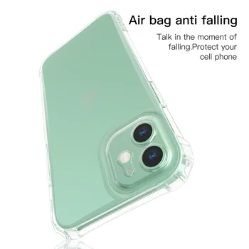 Tiksliai Išpjovą, Oro pagalvės Minkštos TPU Case for Iphone 12 Mini Pro 11 Max Krištolo skaidrumo ir Anti-scratch Mobiliojo Telefono Maišelį Padengti Coque