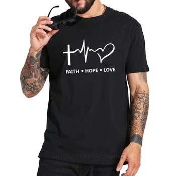 Tikėjimas, Viltis, Meilė Marškinėliai Krikščionių Dievas Paauglių Dovanų Marškinėlius Homme Medvilnės, trumpomis Rankovėmis Vyrų T-shirt Hipster EU Dydis