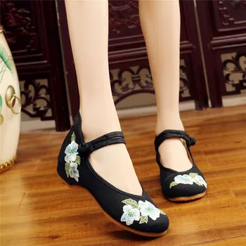 TIMETANGWomen tai ShoesVintage Gėlių Siuvinėta Drobė Baleto Butai Ponios Patogiai, Kinijos Moterims Ballerinas Siuvinėjimo Batai