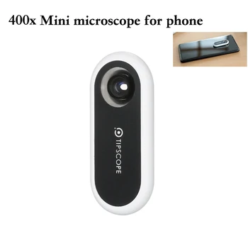 Tipscope mini 20x-400X Mikroskopą Universal Andriod IOS ar android išmaniuosius telefonus didinamasis stiklas Didinimo Objektyvas, dovanos vaikui, mokslininkas