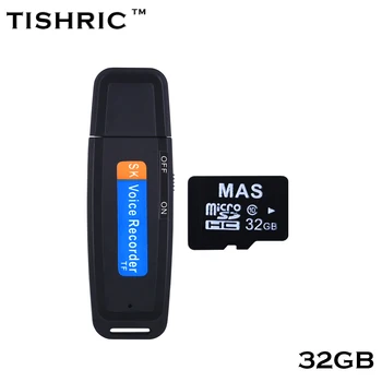 TISHRIC Mini diktofoną, bet bodhis nenorėjo USB Diktofonas Pen U-Disko Profesinės Flash Drive Skaitmeninio Garso Diktofonas, Micro SD TF Kortelę Iki 32G