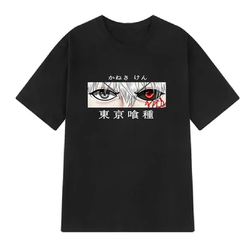 Tokijo Pabaisa T-shirt Streetwear Harajuku Japonų anime top Punk moterų tamsiai animacinių filmų Kaneki Ken akių spausdinti prarasti Moterų marškinėliai