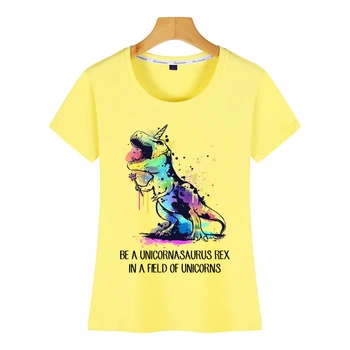 Topai Marškinėliai Moterims Būti Unicornasaurus Rex Srities Vienaragis Tees O-Kaklo Derliaus Medvilnės Moterų Marškinėliai