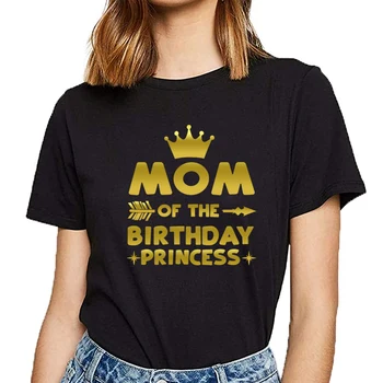 Topai Marškinėliai Moterims mama gimtadienio princesė už gimtadienio, merginos Juokinga Balto Print Moterų Marškinėlius