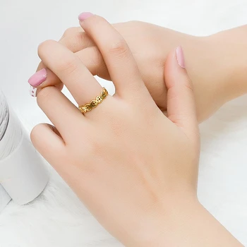 TOSOKO Nerūdijančio Plieno Papuošalai Kinų Stiliaus Vario Monetos Žiedas Moters Asmenybės Žiedas BSA081