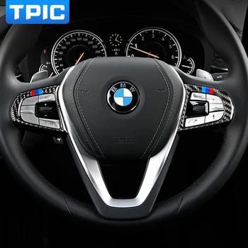 TPIC Auto Reikmenys Anglies Pluošto 2vnt/daug 3pcs/daug Vairas Mygtukai Lipdukai BMW 5 Serijos G30 X3 G01 Automobilių Stilius