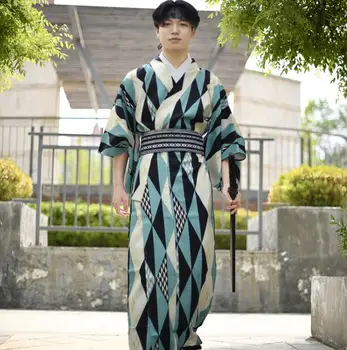 Tradicinis Japonijos Drabužių vyrams Standartiniai kimono Poliesterio Mišinys Medvilnės chalatas Tokijo Pajama oficialų kibirkštis konferencija Vyrų kimono