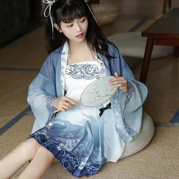 Tradicinis Kinų Hanfu Drabužius Anime Kimono Cosplay Senovės Tang Dinastijos Princesė Dress Rytų Hanfu Sijonas Samurajus Cardigan