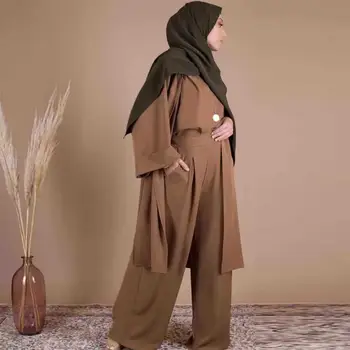 Trijų dalių musulmonų rinkiniai, labai geros kokybės, islamo viršūnes+ kelnės viršutiniai drabužiai, kostiumai mados paprasta šviežių Musulmonų nėrinių suknelė tinka wq2595