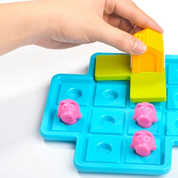 Tris Mažai Kiaulių Vaikų Kognityvinių Įgūdžių formavimo Dėlionė 48 Iššūkis Tirpalu Žaidimai, IQ Mokymo Žaislai Vaikams Dovanos