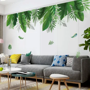Tropinių augalų Bananų lapų Sienų Lipdukai Gyvenimo kambario, Miegamasis Eco-friendly Vinilo Sienos Lipdukai Meno Freskomis Plakatas Namų Dekoro
