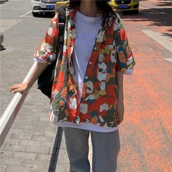 Trumpas Rankovės Marškinėliai Moteriški Derliaus Hip-Hop Korėjos 2020 Metų Vasaros Streetwear Juokinga Spausdinti Atsitiktinis Palaidinės Prarasti Bf Negabaritinių Viršūnes Naujas