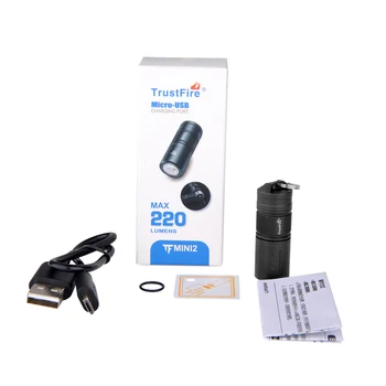 TrustFire MINI2 CA18-3X 220 Liumenų 2-Mode Mini USB Įkrovimo LED Žibintuvėlis+1x10180 baterija
