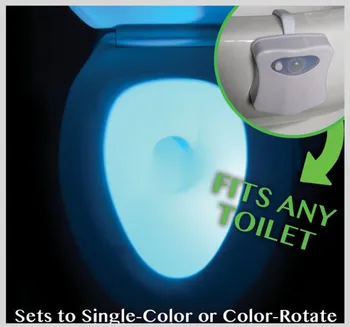 Tualetas Naktį šviesos diodų (LED) Lempos Smart Vonios Žmogaus Judesio Aktyvuota PIR 8 Spalvų Automatinė RGB Apšvietimu unitazo Žibintai