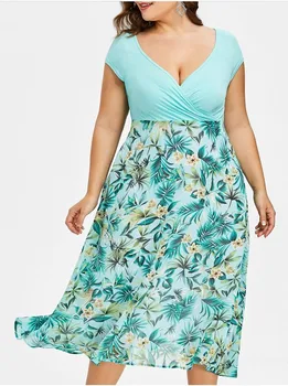 TUHAO 5XL 3XL 4XL Plus Size Moters Suknelė Bohemijos Paplūdimio Suknelės Spausdinti Kratinys Moteriška Suknelė Atsitiktinis Laisvas Lytis Lady Suknelė LM34