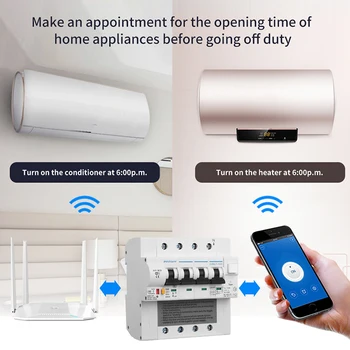 Tuya WiFi Smart išjungiklių RCBO laikmačio jungiklis trumpojo jungimo, perkrovos apsauga, Alexa, google namo Smart Home