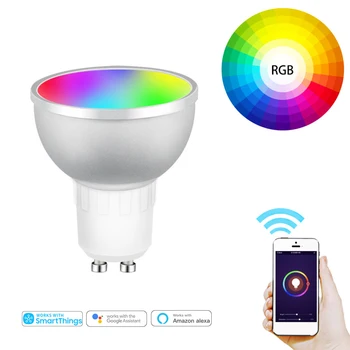 Tuya Zigbee 3.0 GU10 Smart LED Lemputės RGB Pritemdomi 5W Balso Kontrolės Dirbti Su Alexa Echo Smart Gyvenimą Su Laikmačio Funkcija 