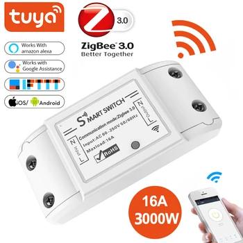 Tuya Zigbee 3.0 On/Off Valdytojas 16A 3000W Smart Switch APP 