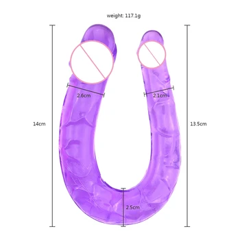 U Tipo Dvigubas Dildo Dual Varpos Galvos Vibratorių Silikono Kristalų Analinis Želė Moterų Masturbacija Butt Plug Intymus Sekso Žaislas Moterims