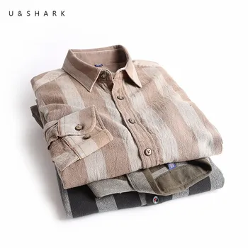 U&SHARK Vertikaliai Dryžuotas Marškinėliai Vyrams Japonija Stilingas Atsitiktinis Marškinėliai Vyrų Palaidi Tinka Kokybės Medvilnės Aikštėje Apykaklės Juoda Ruda Žalia