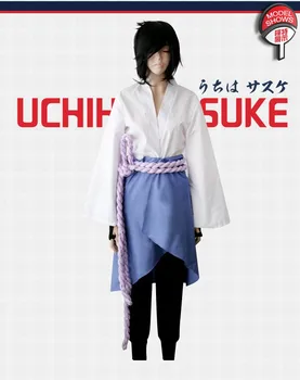 Uchiha Sasuke cosplay kostiumų anime Naruto Shippuden trečiosios Kartos Drabužius halloween Party (Švarkas+kelnės+Juosmens virvę+handguard