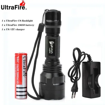 UltraFire LED Žibintuvėlis XML-T6 Žibintų Taktinis Žibintuvėlis 1/5 Režimu, atsparus Vandeniui Žibintuvėlis, 18650 Baterija