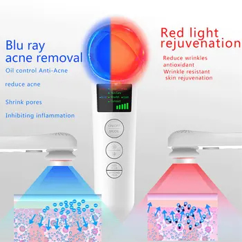 Ultragarso Karšto Šalto Veido Odos Priežiūros Prietaisas, LED Massager Iontophoresis Veido Raudonos ir Mėlynos Šviesos Jonų Grožio Priemonę Odos priežiūros Priemonės
