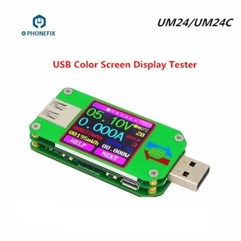 UM24C UM24 USB 2.0 Full Ekranas DC Voltmeter Ammeter Testeris su 1.44 colių LCD Ekranas Mobiliųjų Telefonų Remontas