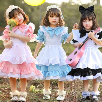 Umorden Vaikų Vaikai Alisa Stebuklų Kostiumas Paauglių Mergaičių Mergaitė, Tarnaitė Lolita Cosplay Dress Helovinas Karnavaliniai Kostiumai Šalis