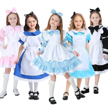 Umorden Vaikų Vaikai Alisa Stebuklų Kostiumas Paauglių Mergaičių Mergaitė, Tarnaitė Lolita Cosplay Dress Helovinas Karnavaliniai Kostiumai Šalis