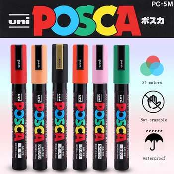 UNI POSCA marqueur stylo ansamblis, POP publicité affiche grafiti pastaba stylo couleur brillant multicolore stylo PC-1M PC-3M PC-5M