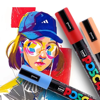 UNI POSCA marqueur stylo ansamblis, POP publicité affiche grafiti pastaba stylo couleur brillant multicolore stylo PC-1M PC-3M PC-5M
