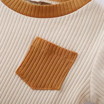 Unisex 2VNT Bamblys Vaikams Baby Girl Berniukas Žiemos Drabužių Kišenėje Kratinys ilgomis Rankovėmis Megztinis Marškinėliai+Kelnės Komplektus Nustatyti Kostiumas