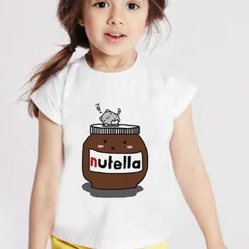 Unisex Naujas 2020 M. Vaikams Drabužių Vasaros Mergaičių Marškinėliai Animacinių Filmų Žemės Riešutų Sviestas Baby Girl Marškinėlius Nutella Atsitiktinis Berniukai Tshirts 