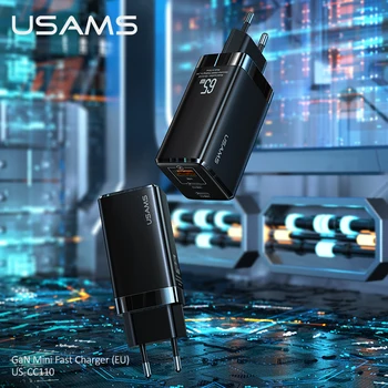 USAMS GAN 65W USB C Įkroviklis Greitai Įkrauti QC4.0 QC3.0 PD3.0 PD USB C Tipo Greitas Įkroviklis + USB Laidas, Skirtą 