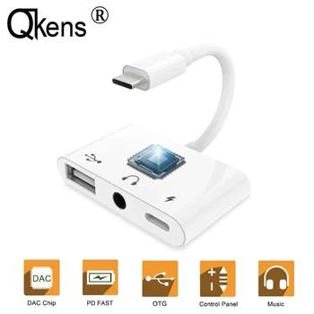 USB 2.0 OTG Garso Įkrovimo Adapterio Tipas C iki 3,5 mm Ausinių Ausines USB Diską, Pelę, Klaviatūra, Skirta 