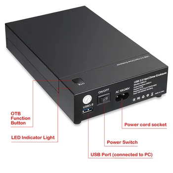 USB 3.0 HDD 3.5 colių 2,5 colio SATA UASP SSD Kietojo Disko Adapteris w/ Case Lauke,HDD Docking Station 2.5