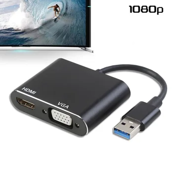 USB 3.0 HDMI VGA Adapteris 4K HD 1080P Multi-Ekranas 2 in1 USB į HDMI Konverteris, Garso ir Vaizdo Kabelis, skirtas 
